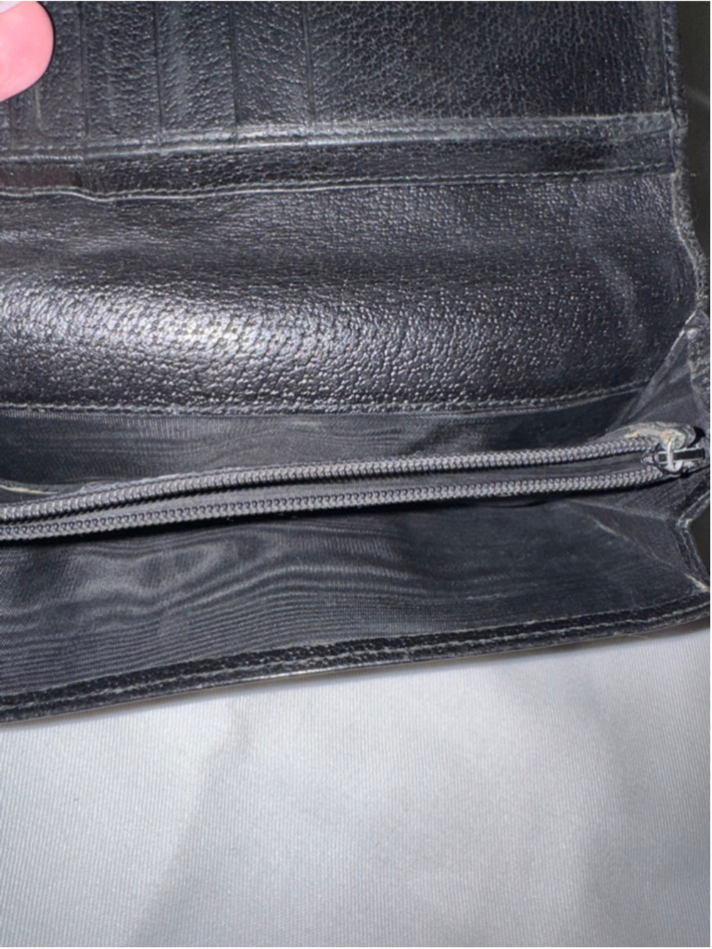 Gucci Black GG Canvas Wallet Bifold Long Wallet Monogram Leather Trim - Picture 5 of 9